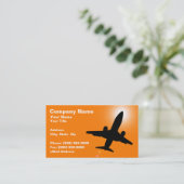 日没によって着色される空に対する飛行機のシルエット 名刺 (スタンド正面)