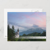日没にアルプス山脈のある教会 ポストカード (正面/裏面)