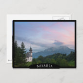 日没にアルプス山脈のある教会 ポストカード (正面/裏面)