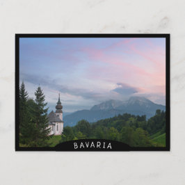 日没にアルプス山脈のある教会 ポストカード