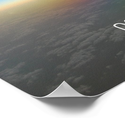 日没に対する飛行機の翼 ポスター (角)