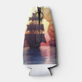 日没に島から海賊の船 ボトルクーラー (裏面)