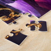 日没に緑の宝石をかぶった黒猫 ジグソーパズル (側面)