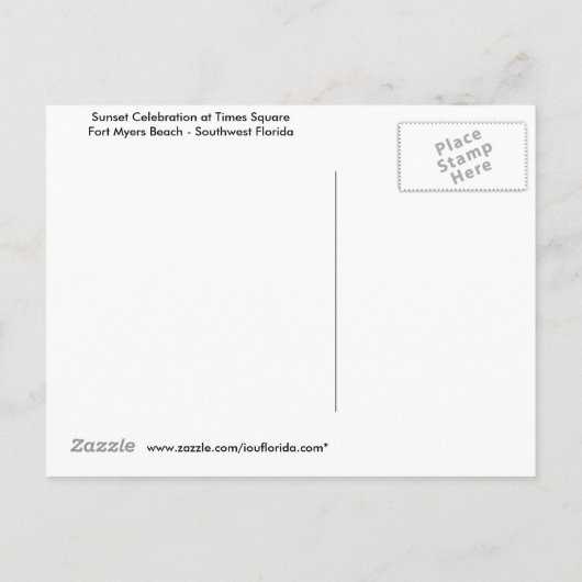 日没のお祝いの郵便はがき- Fort Myersのビーチ インビテーションポストカード (裏面)
