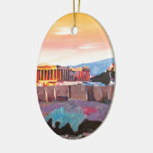 日没のアテネギリシャのアクロポリス セラミックオーナメント (左)