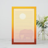 日没のアフリカゾウの歩く、ケニヤ 便箋 (スタンド正面)