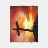 日没のイースター宗教十字 フリースブランケット (正面)