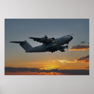 日没のエアバスA400M ポスター