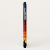 日没のオオカミと鳥と木の黒いシルエット Case-Mate iPhoneケース (裏面/左)