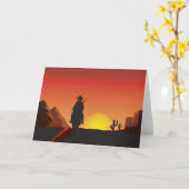 日没のカウボーイの挨拶状 カード (黄色い花)