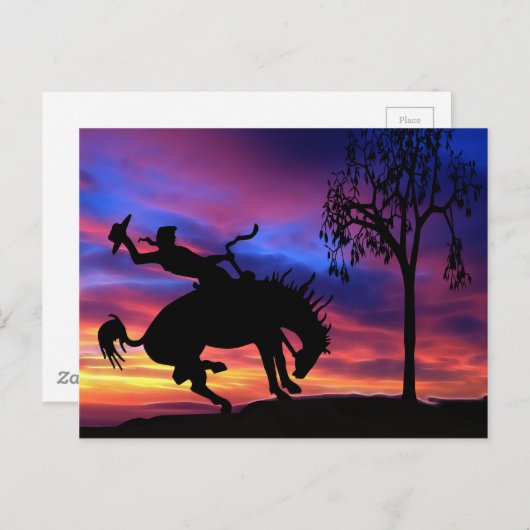 日没のカウボーイシルエット ポストカード (正面/裏面)