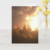 日没のカウボーイ カード (黄色い花)