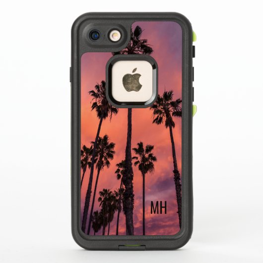 日没のカスタムなモノグラムのケースのヤシの木 LifeProof iPhoneケース (裏面)