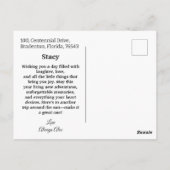 日没のカフェでの犬と女性のポストカード ポストカード (裏面)