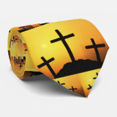 日没のカルヴァリーの丘の古い木の十字 ネクタイ (ロール)