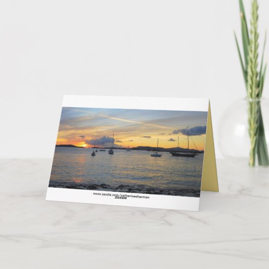 日没のギャリーのハッピーバースデーのヨット カード (裏面)