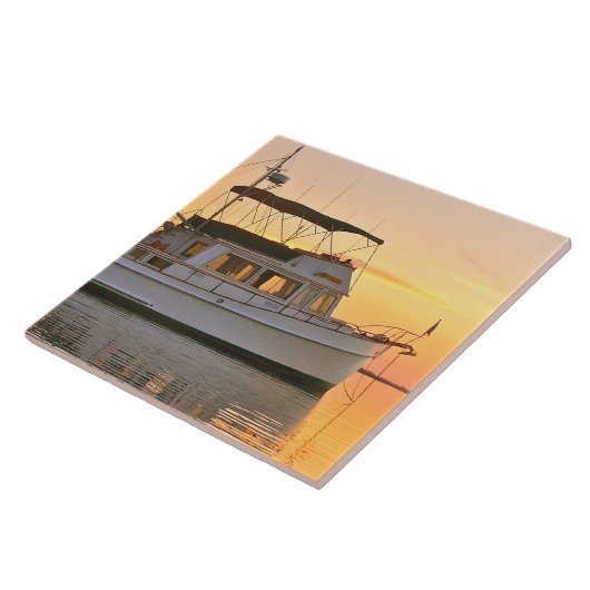 日没のクラシックで壮大な銀行トロール船 タイル (側面)