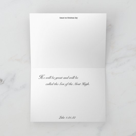 日没のクリスマスの挨拶状-ルークの1:31,32 シーズンカード (内部)