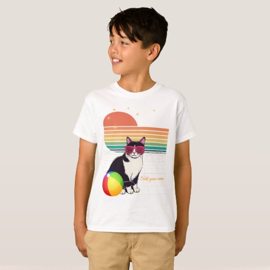 日没のクールな猫 Tシャツ (正面フル)