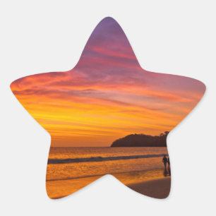 日没のコスタリカのカップル 星シール