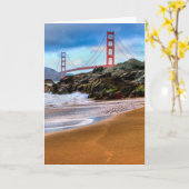 日没のゴールデンゲートブリッジ カード (黄色い花)