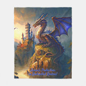 日没のゴールデンブルーパープルドラゴン名を追加 フリースブランケット (正面)