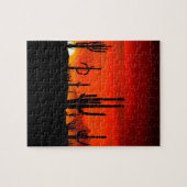 日没のサグアロのSonoranの砂漠アリゾナ ジグソーパズル (横)