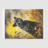 日没のサバンナの黒いヒョウ –  薄葉紙 (正面)