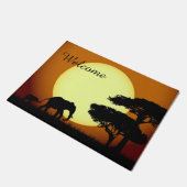 日没のサファリ象 ドアマット (アングル)