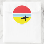 日没のサーファーのステッカー ラウンドシール (バッグ)