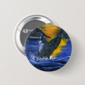 日没のザトウクジラ 缶バッジ (正面&裏面)