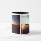 日没のシルエットを描かれた東京湾のスカイライン マグカップ (中央)