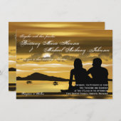 日没のシルエットmountain湖の結婚式招待状 招待状 (正面/裏面)