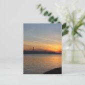 日没のタグス川にかかる橋 ポストカード (スタンド正面)