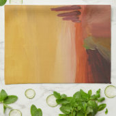 日没のタスカニーイタリアの田舎道 キッチンタオル (折り畳み)