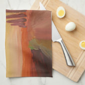 日没のタスカニーイタリアの田舎道 キッチンタオル (四つ折り)