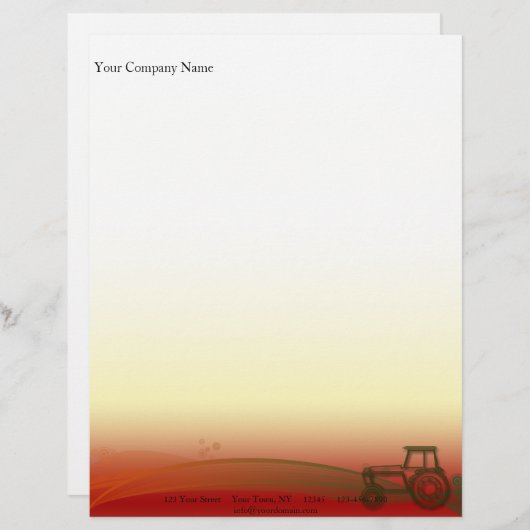 日没のトラクターのイラストレーション レターヘッド (正面/裏面)