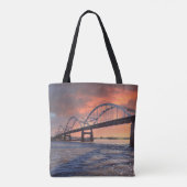 日没のトートバックの百年間橋 トートバッグ (裏面)