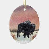 日没のバッファローの絵画 セラミックオーナメント (右)