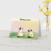 日没のパグ カード (黄色い花)