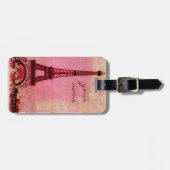 日没のパリのカスタムな荷物のラベルのエッフェル塔 ラゲッジタグ (正面横)