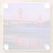 日没のパン屋のビーチのゴールデンゲートブリッジ ガラスコースター (裏面)