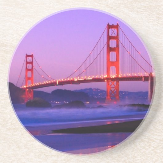 日没のパン屋のビーチのゴールデンゲートブリッジ コースター (正面)