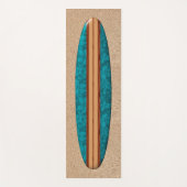 日没のビーチのハワイアンのLongboardのサーフボードのティール（緑がかった色） ヨガマット (正面)