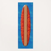 日没のビーチのハワイアンのLongboardのサーフボードの赤 ヨガマット (正面)
