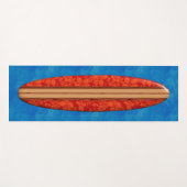 日没のビーチのハワイアンのLongboardのサーフボードの赤 ヨガマット (正面(横))