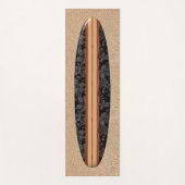 日没のビーチのハワイアンのLongboardのサーフボードの黒 ヨガマット (正面)