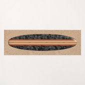 日没のビーチのハワイアンのLongboardのサーフボードの黒 ヨガマット (正面(横))