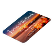 日没のビーチのメーソンジャーの保存日付の結婚式 マグネット (左側)