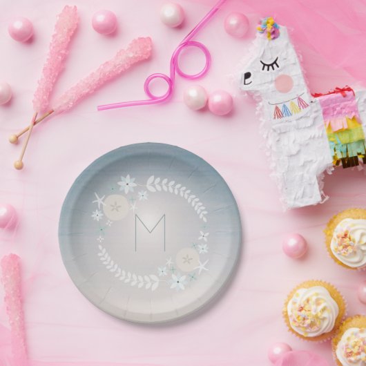 日没のビーチのリースのモノグラム ペーパープレート (パーティー)